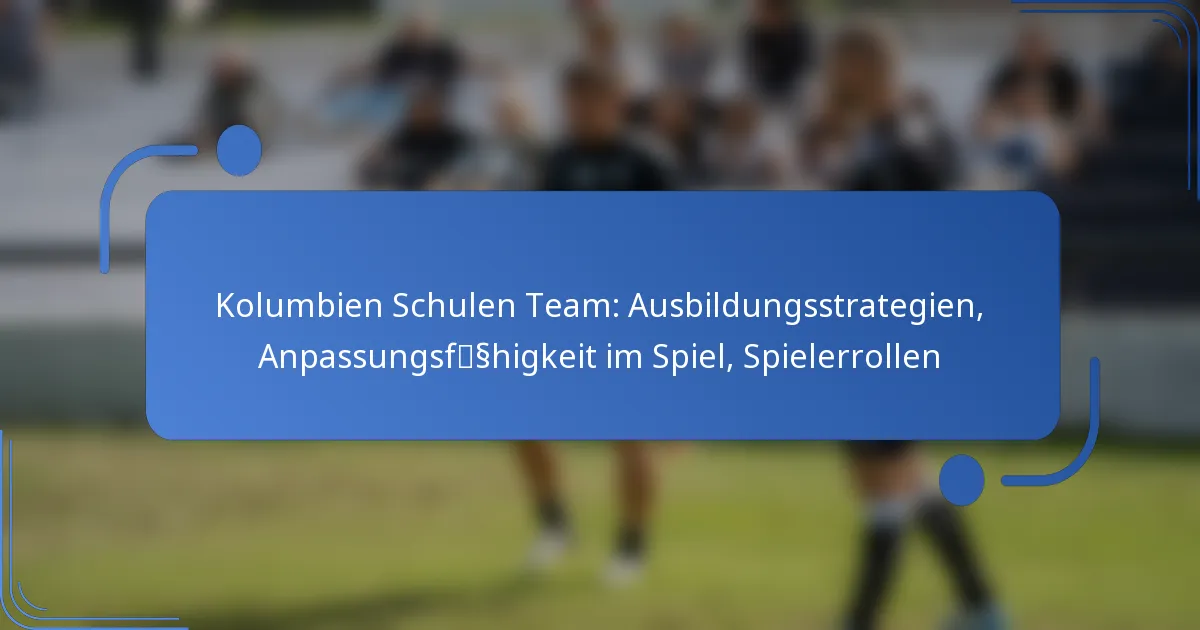 Kolumbien Schulen Team: Ausbildungsstrategien, Anpassungsfähigkeit im Spiel, Spielerrollen
