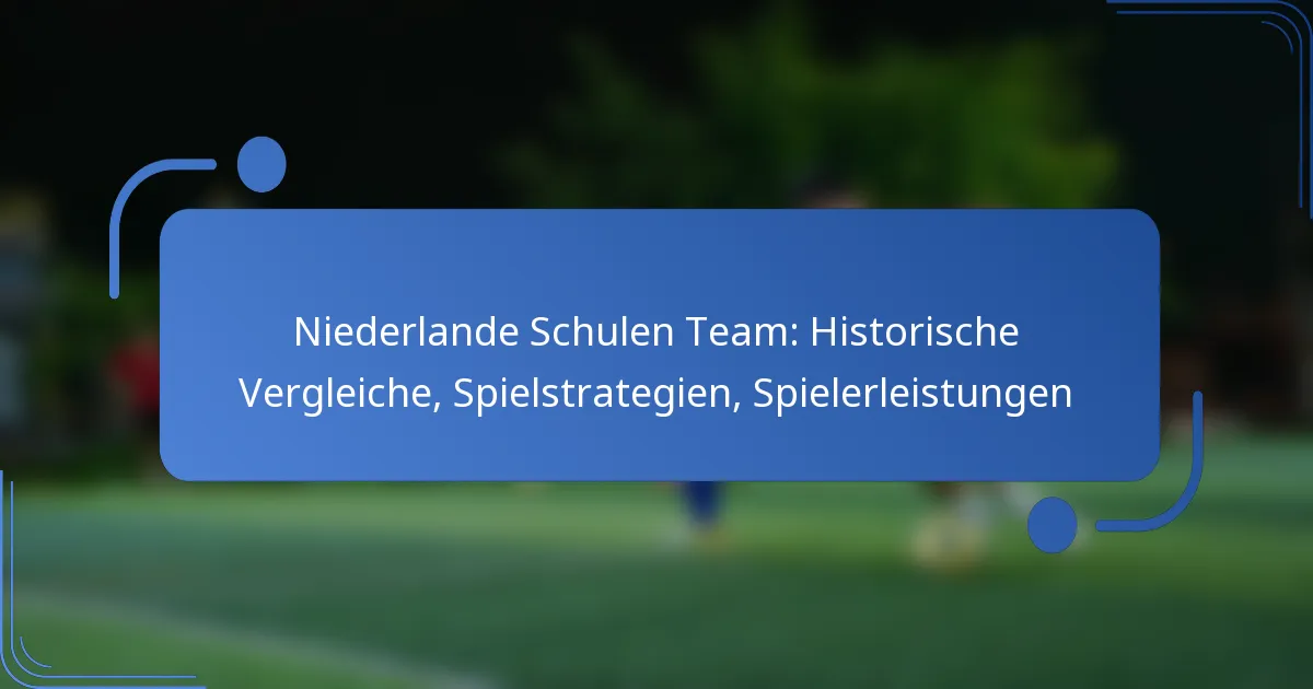 Niederlande Schulen Team: Historische Vergleiche, Spielstrategien, Spielerleistungen