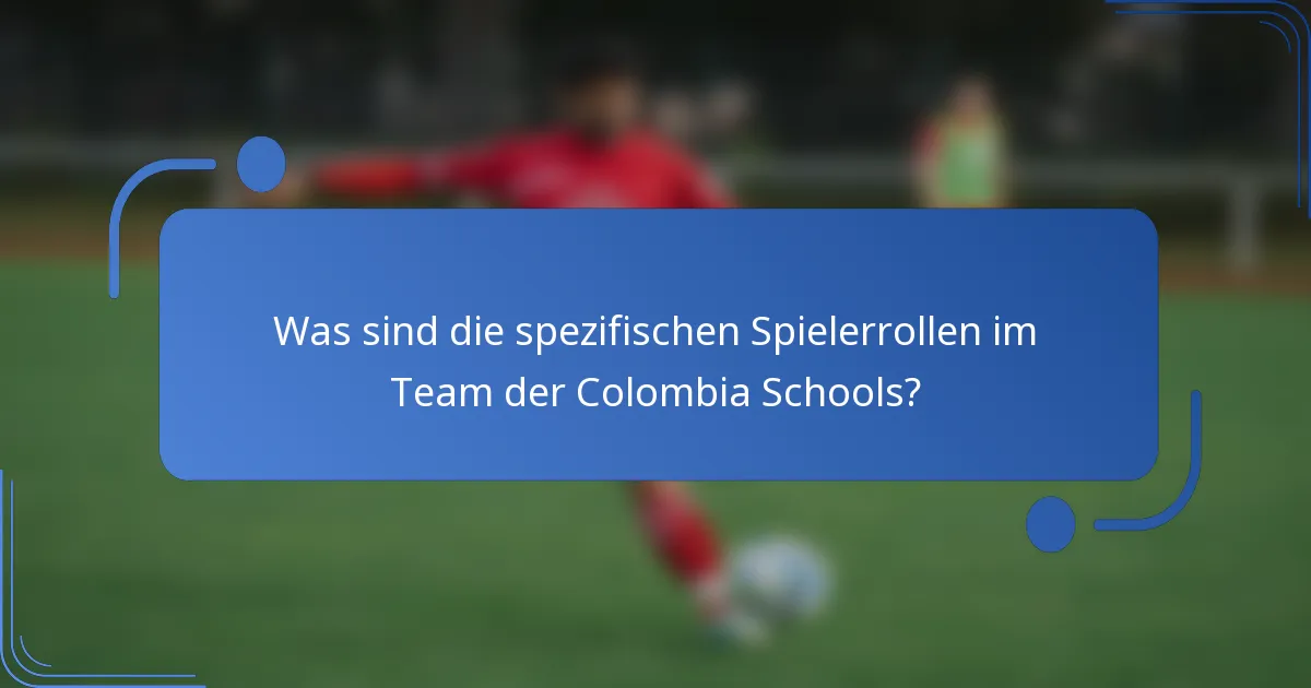 Was sind die spezifischen Spielerrollen im Team der Colombia Schools?