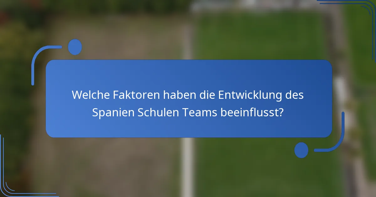 Welche Faktoren haben die Entwicklung des Spanien Schulen Teams beeinflusst?