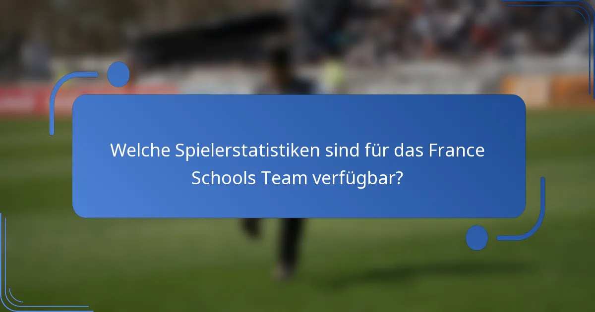 Welche Spielerstatistiken sind für das France Schools Team verfügbar?