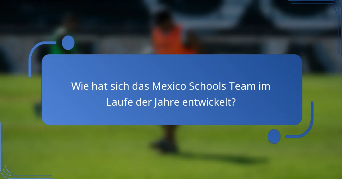 Wie hat sich das Mexico Schools Team im Laufe der Jahre entwickelt?