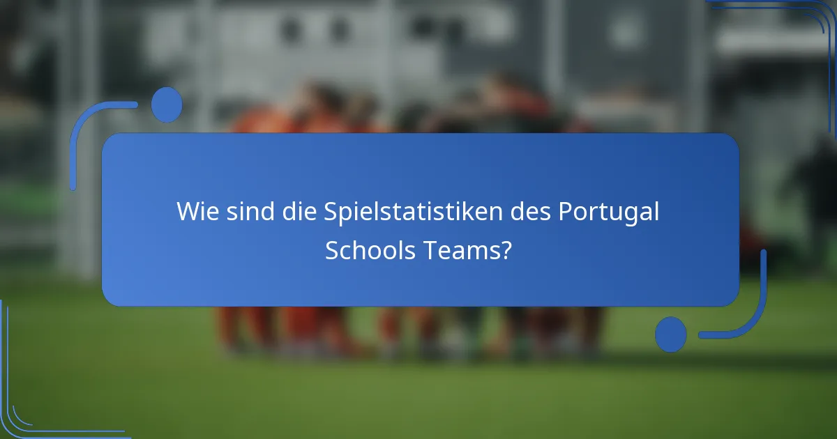Wie sind die Spielstatistiken des Portugal Schools Teams?