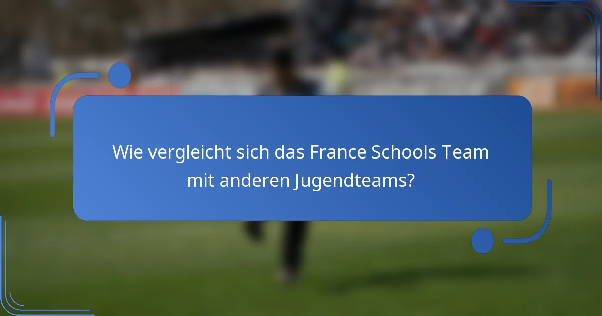 Wie vergleicht sich das France Schools Team mit anderen Jugendteams?