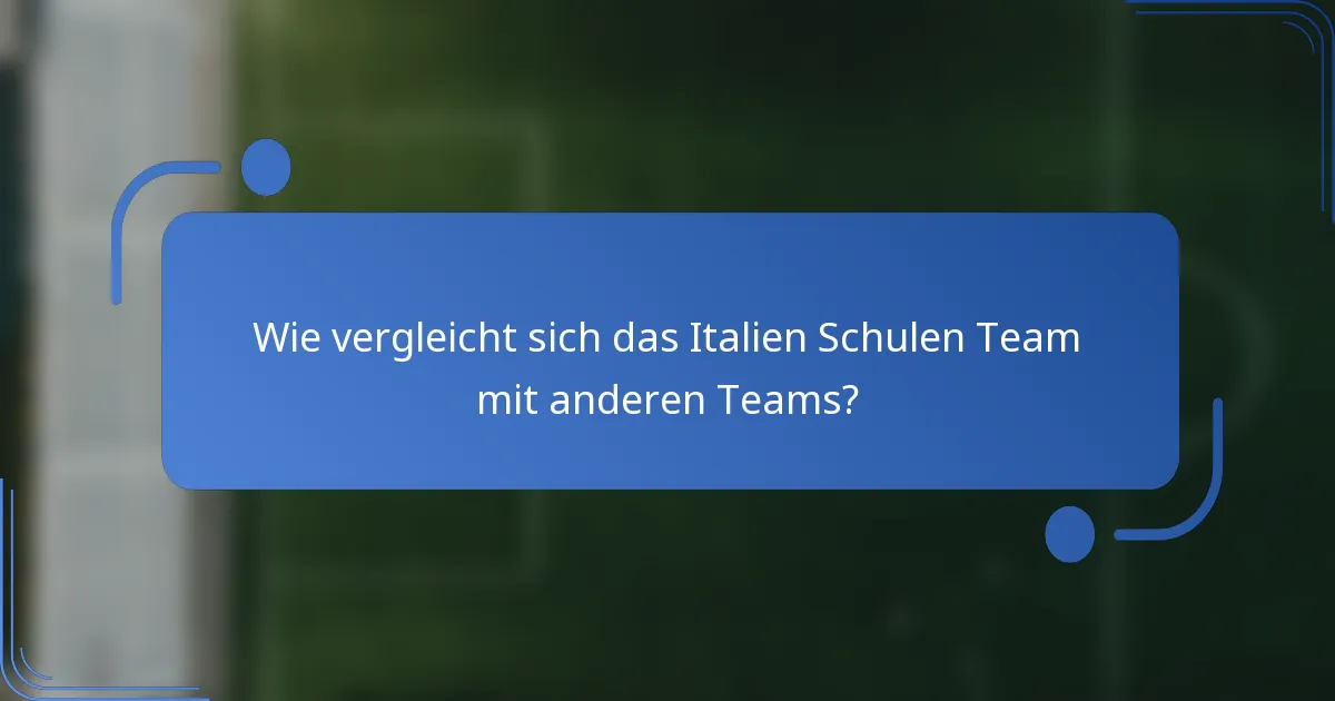 Wie vergleicht sich das Italien Schulen Team mit anderen Teams?