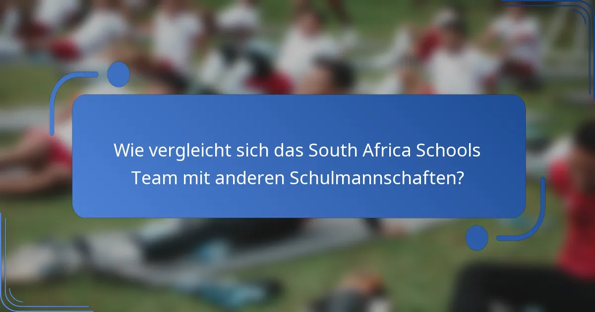 Wie vergleicht sich das South Africa Schools Team mit anderen Schulmannschaften?