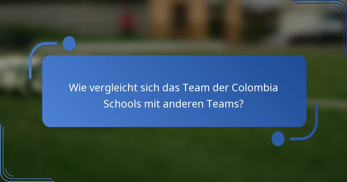 Wie vergleicht sich das Team der Colombia Schools mit anderen Teams?